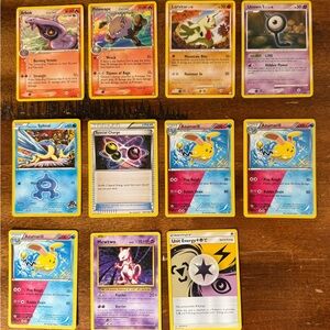 Pokemon Trading Cards - Yellow, Purple, Blue, Pink